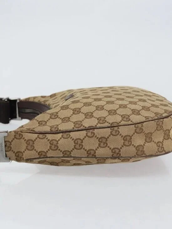 GUCCI GG Canvas Shoulder Bag Beige Silver 122790 Auth - Picture 4 of 16